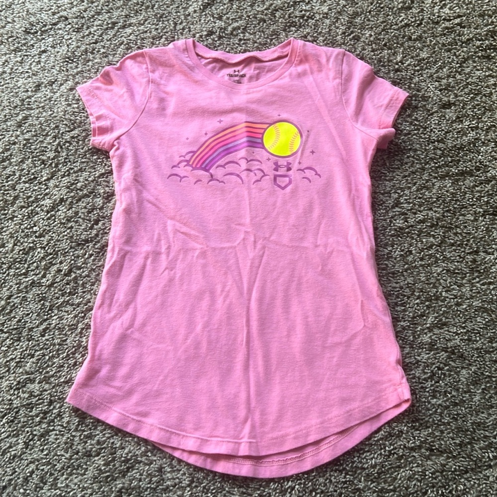 Girls toddler xs under Armour short sleeve t shirt softball
